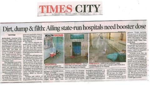 Times of India · Hyderabad clipping: Dirt, dump & filth: Ailing state-run hospitals need booster dose